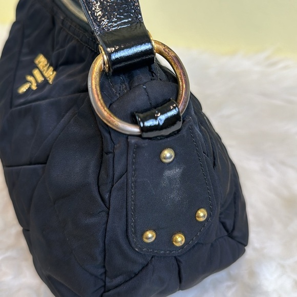 💯 Authentic Prada Tessuto Nylon Chevron Quilted Shoulder Bag Black🍀 - Picture 14 of 15